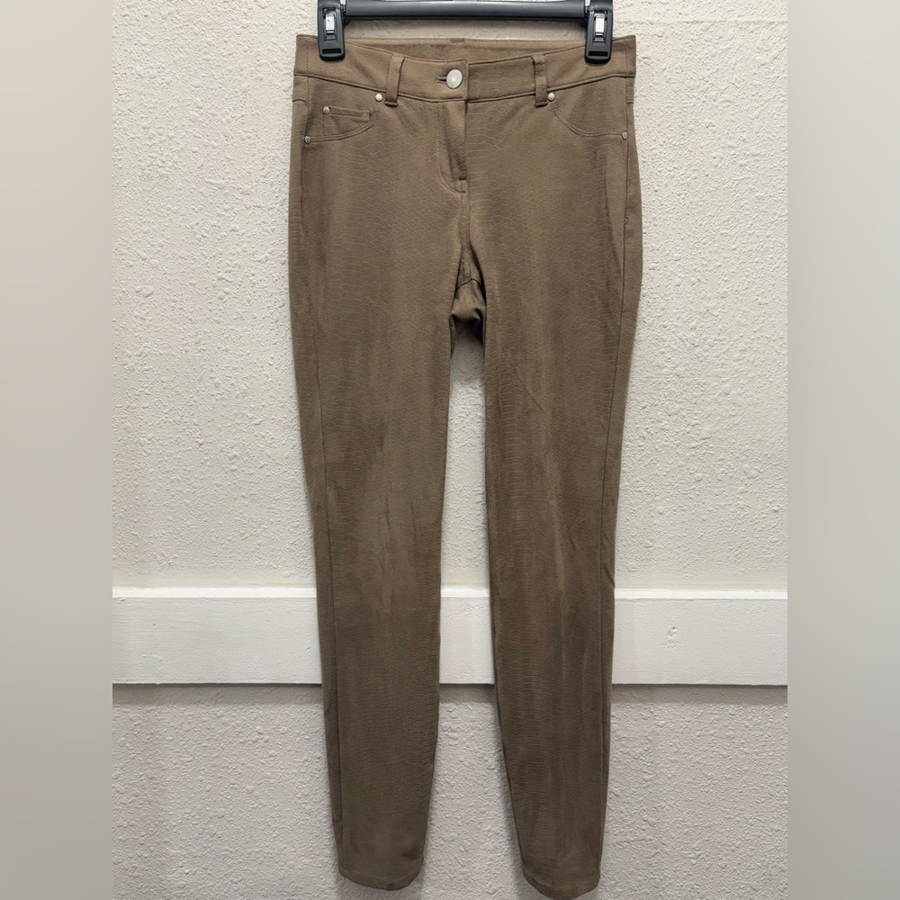 Artisan NY Brown Faux Suede Reptile Skinny Pants Size 0